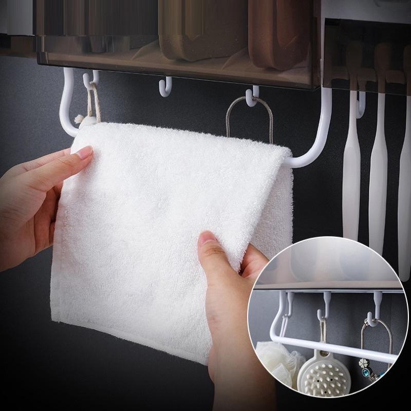 Bộ Nhả Kem Đánh Răng Kèm Kệ Để Đồ Nhà Tắm Thông Minh 3 cốc