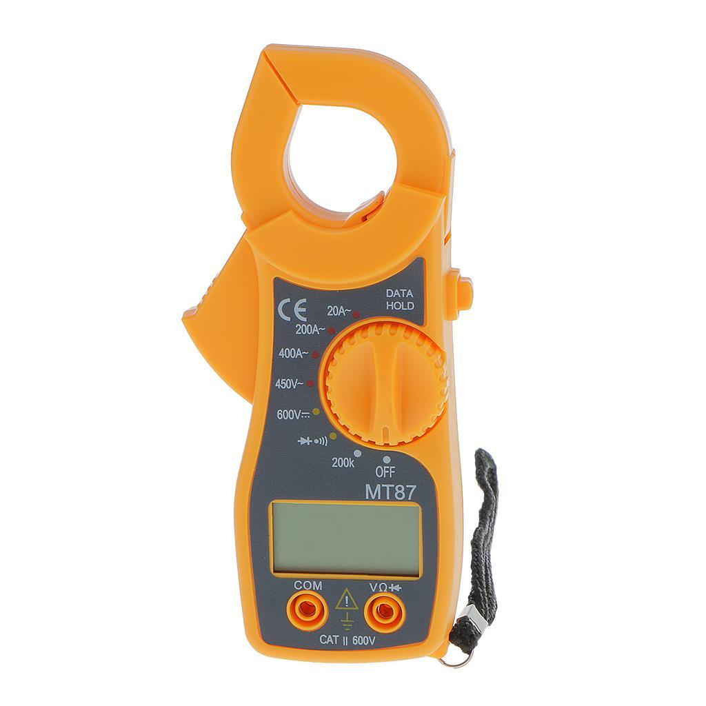 Digital Handheld Voltmeter Ammeter Ohmmeter Multimeter AC DC Tester Clamp Meter LCD Display with Red / Black Test Lead Wires