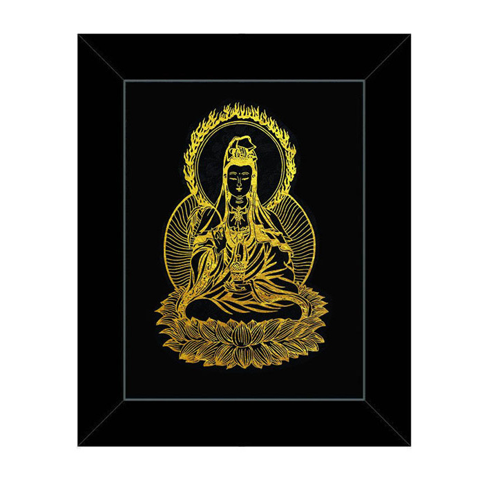 Tranh Phật Quan Âm Bồ Tát dát vàng (26x31 cm)