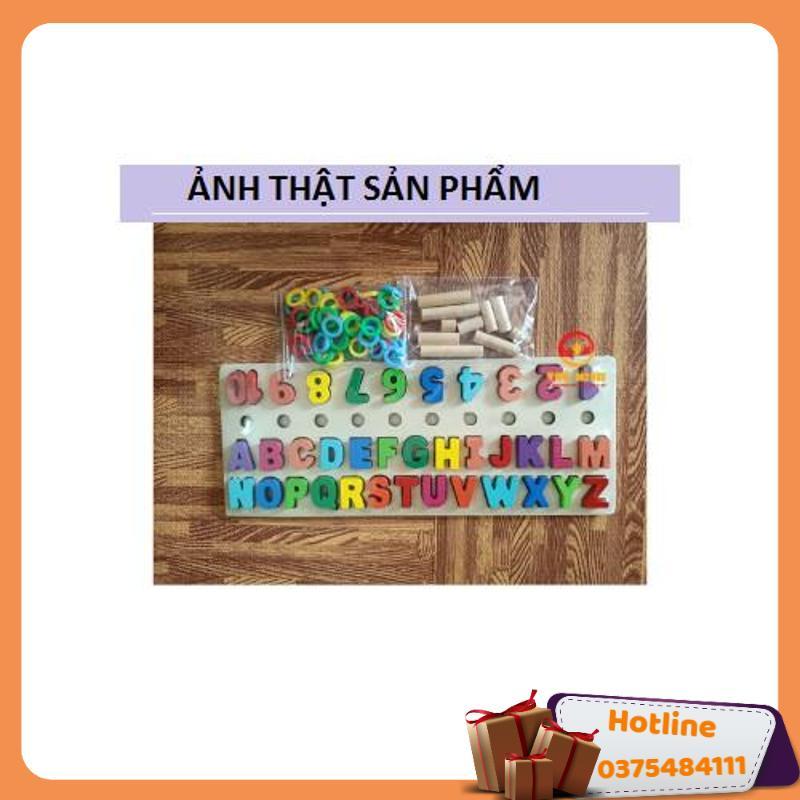 Bộ Giáo Cụ Montessori Bảng Cột Tính Học Đếm Số Và Ghép Chữ Cái Tiếng Anh In Hoa Nổi Bằng Gỗ - Hàng Loại 1