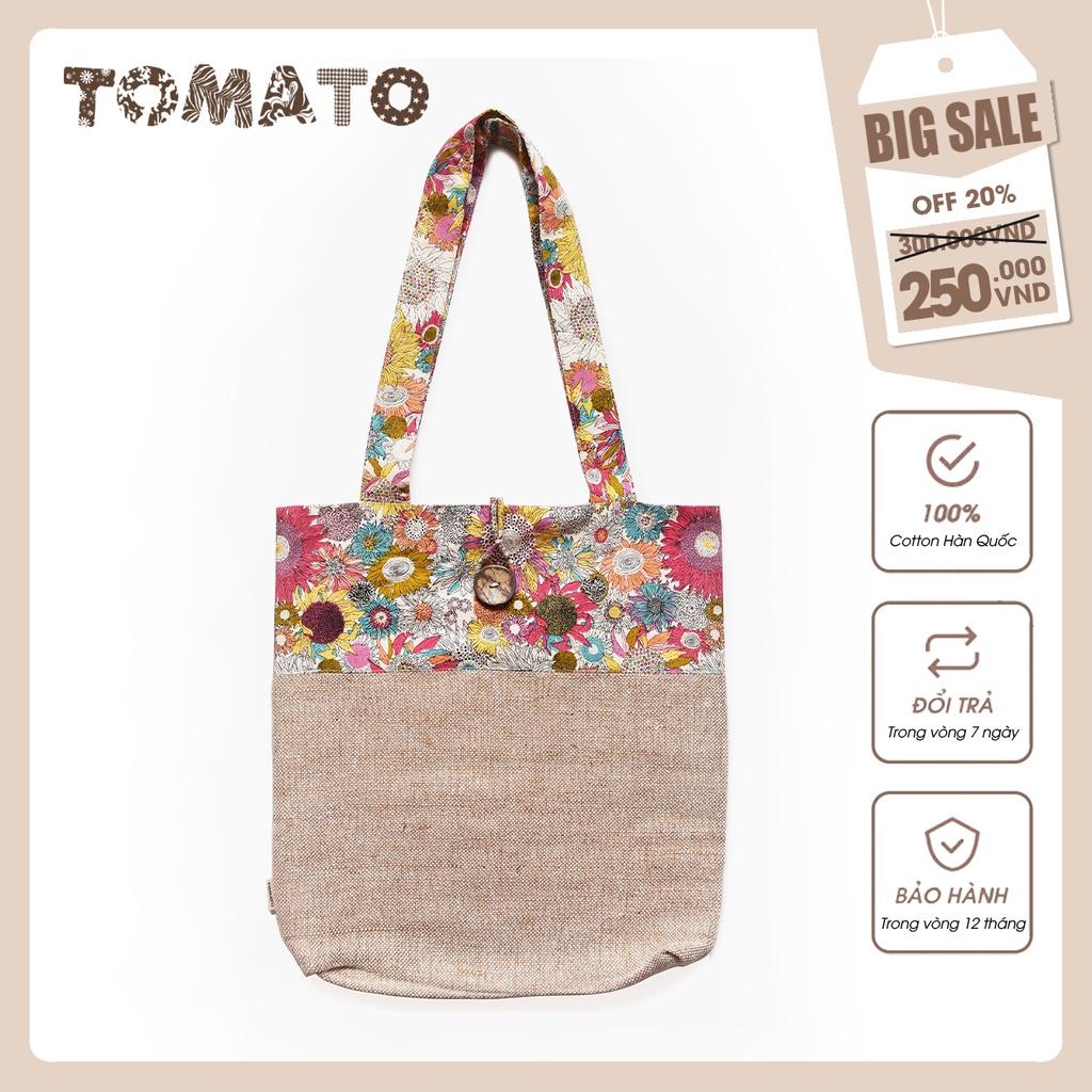 Túi tote phối hoa INDABYO thương hiệu TOMATO HANDMADE đi học, đi làm, đi chơi