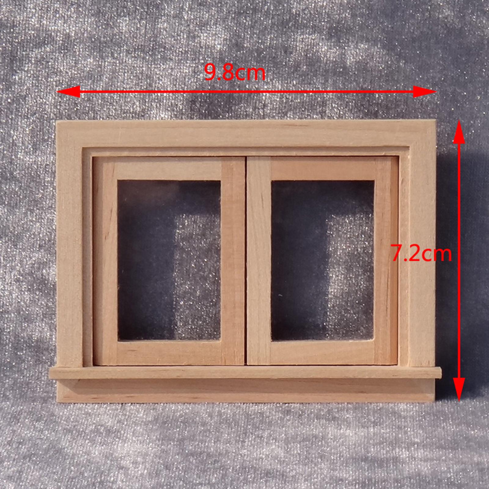 12th Wooden Window Frame Dollhouse Room House Accessories Kids Pretend Toys