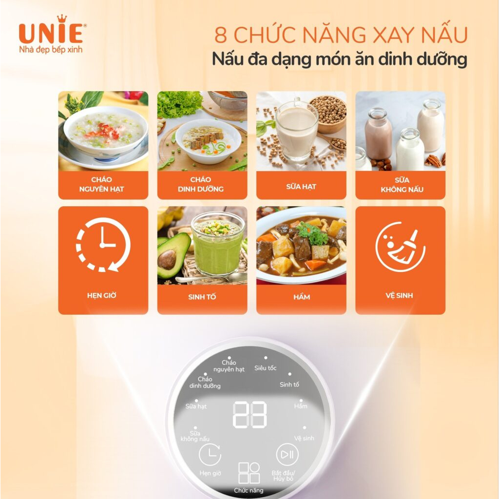 Máy Xay Nấu Đa Năng Unie UMB10, Lưỡi Dao Inox 8 Cánh, 1000W-1.0Lit, Hàng Chính Hãng