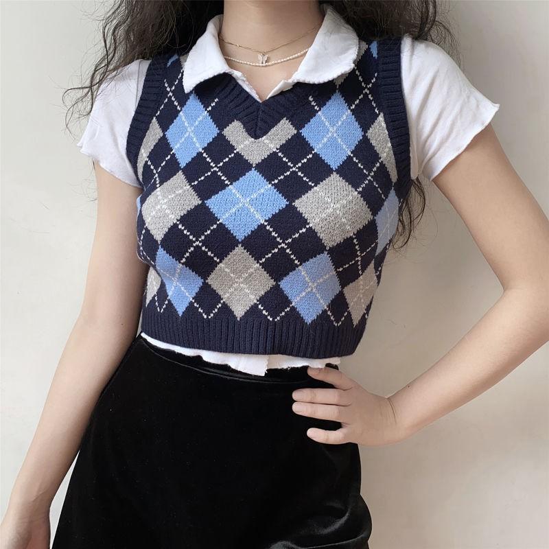 Gile Len Nữ | Áo Gile Len Dệt Kim Dáng Croptop Ulzzang Nhiều Màu Dành Cho Nữ, Phong Cách Hàn Quốc, Hàng Quảng Châu