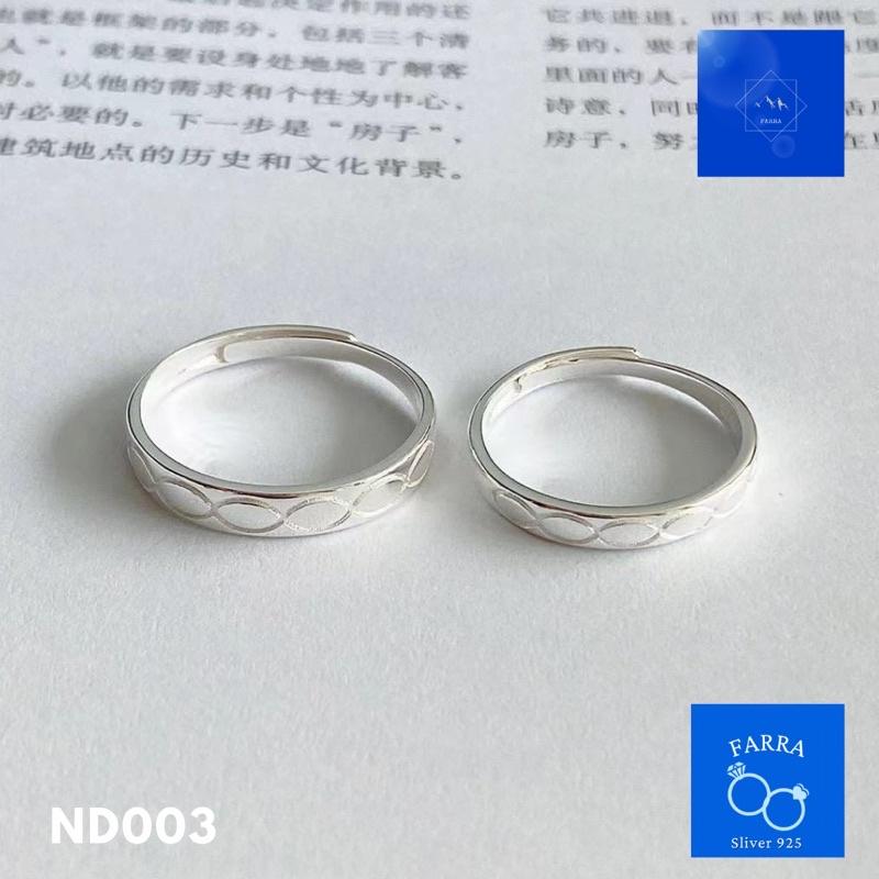Nhẫn đôi bạc, nhẫn cặp tình nhân, nhẫn bạc FARRA 925 -ND003