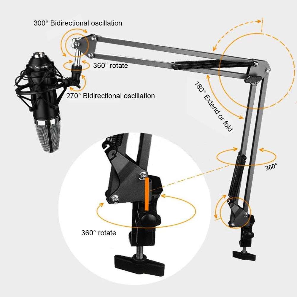 Kim Loại Có Thể Điều Chỉnh Mic Để Bàn Trực Tiếp Ghi Âm Radio Điện Thoại Có Thể Gập Lại Giá Đỡ Chất Liệu Kim Loại Tải 2Kg Chân Đế Mic