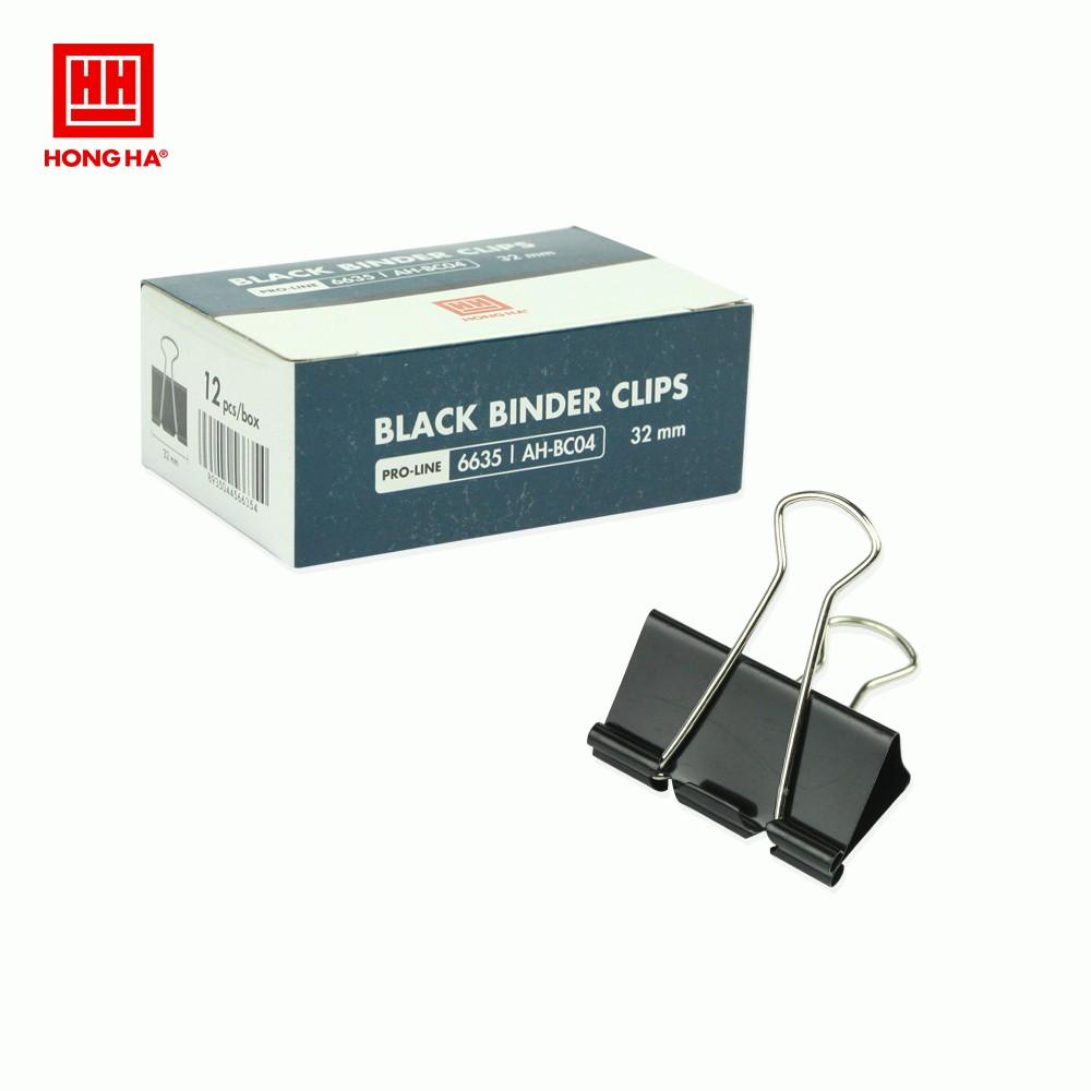 Kẹp bướm, kẹp giấy đen Hồng Hà 32mm 6635