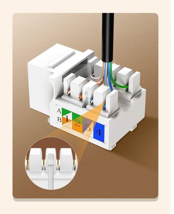 Ugreen UG80178NW143TK cat6 Hạt nhấn mạng màu trắng Jack modulator gigabit LAN Ethernet 8P8C RJ45 1000 Mbps 568A-B - HÀNG CHÍNH HÃNG