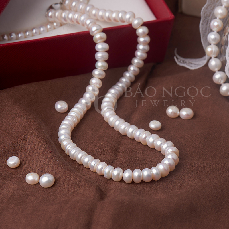 Chuỗi Ngọc Trai Trắng Cổ Điển, Chuỗi Ngọc Trai Thiên Nhiên , Vòng Cổ Ngọc Trai Tự Nhiên Nước Ngọt - DB1336 - Bảo Ngọc Jewelry