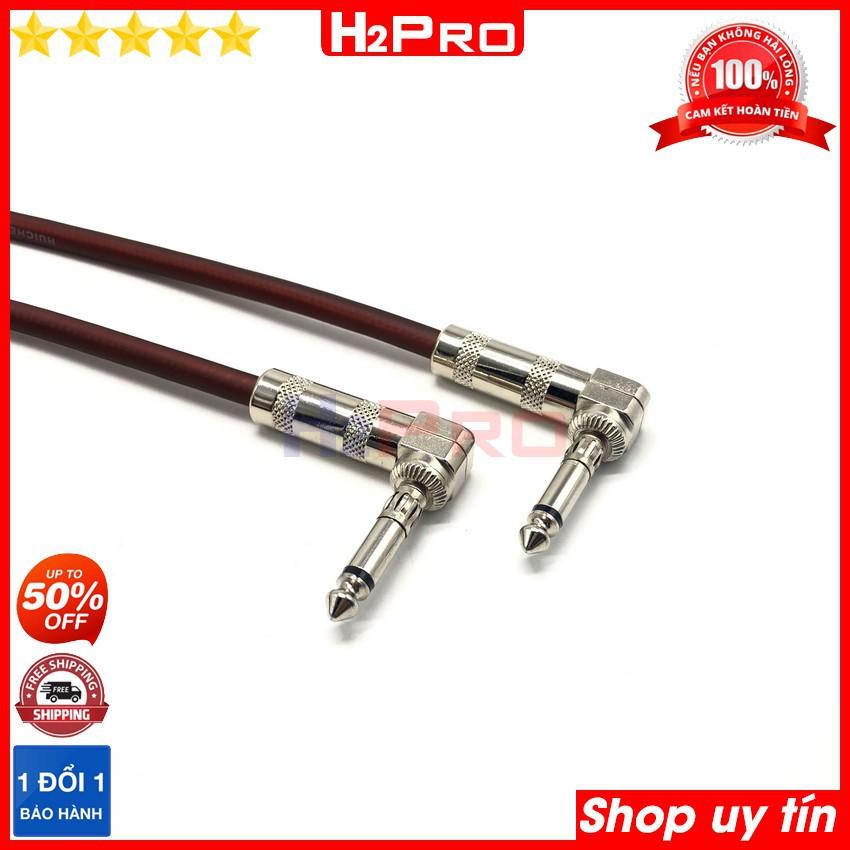 Dây jack 6 ly 2 đầu góc vuông H2Pro cao cấp dài 1m (1 dây), dây 2 đầu 6 ly hàng tự làm chống sôi-nhiễu-âm thanh ra sáng