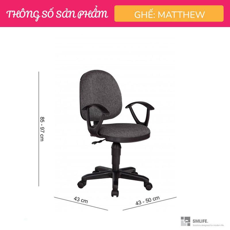 Ghế xoay nhân viên bọc vải SMLIFE Matthew