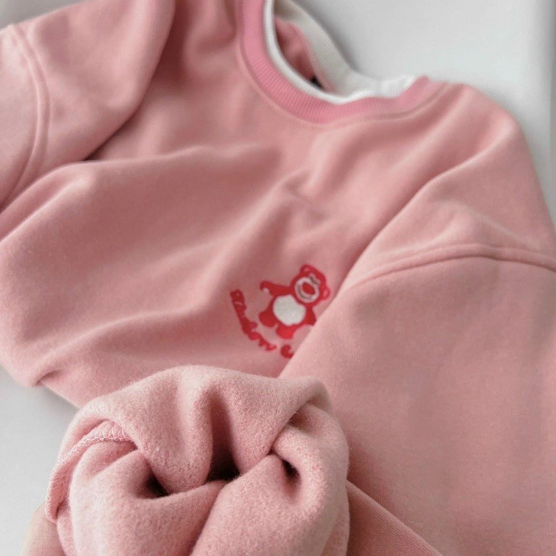 Áo Sweater nỉ bông BEAR Gấu màu hồng form rộng nam nữ, áo chui đầu, áo thun tay dài ulzzang unisex nữ