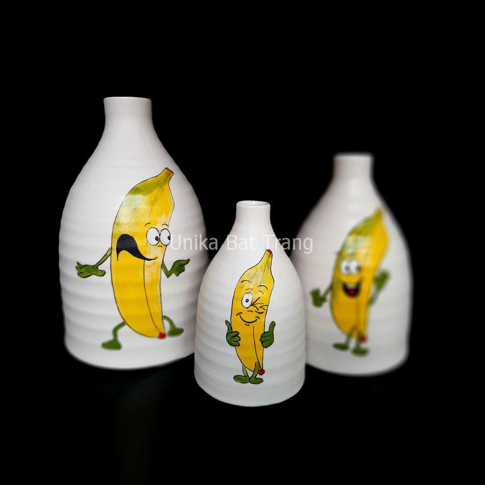 Bộ Bình Chuối Trang Trí - Banana Set Vase - Bình Trang Trí Gốm Sứ Bát Tràng ABV-BMC00123