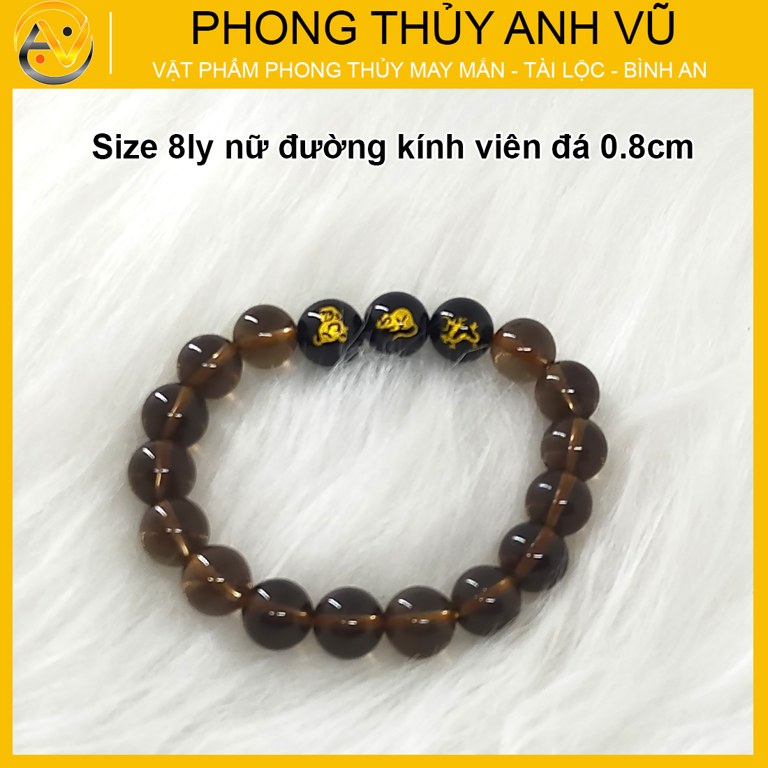 Vòng thạch anh đen khói tam hợp thân tý thìn đã khai quang - size 8 10 12ly - may mắn tài lộc - Vòng Tam Hợp Anh Vũ