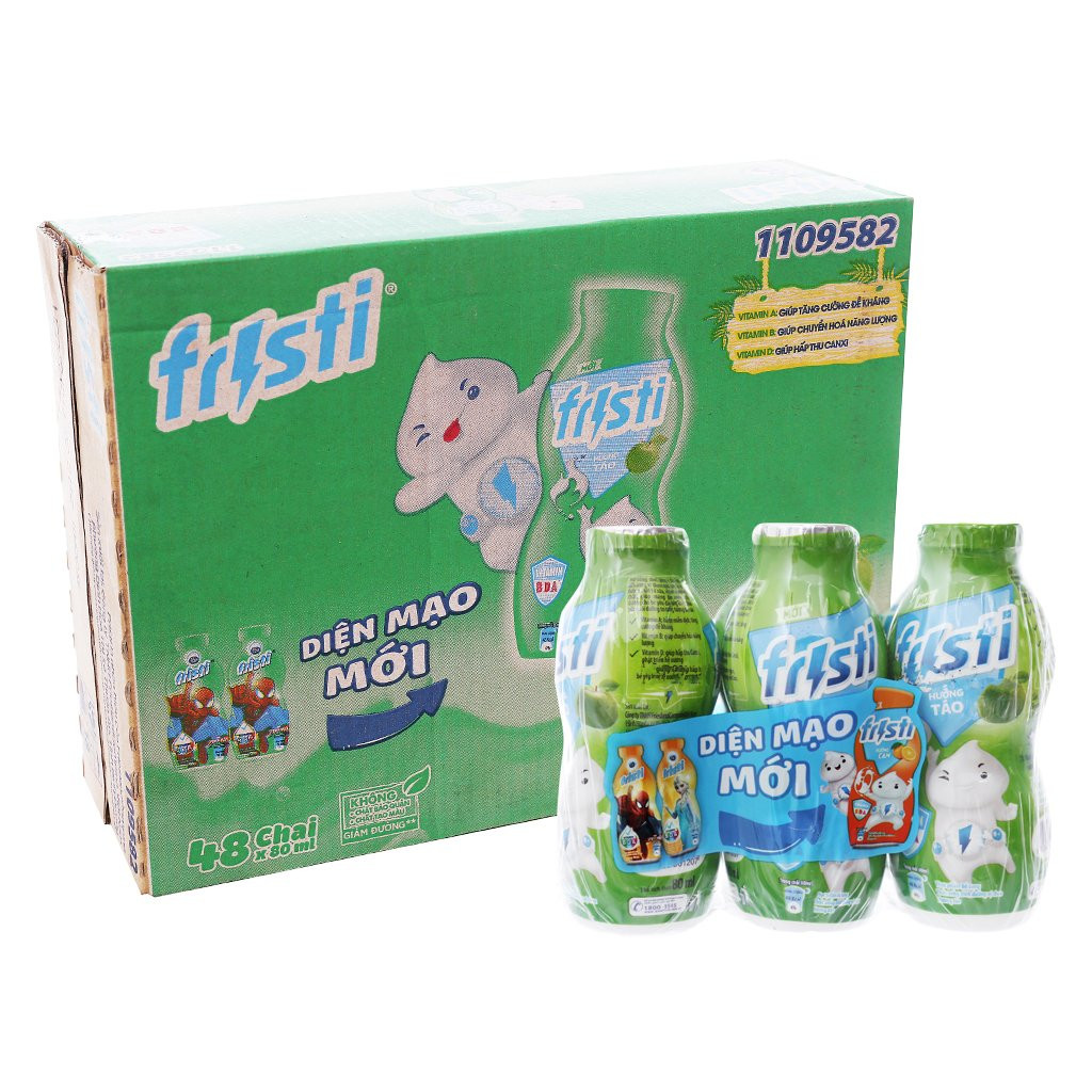 Tặng 1 Balo fristi - Combo 3 Thùng Sữa Chua Uống Fristi Hương Táo - 48 Chai 80ml