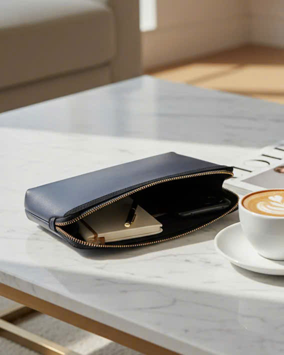 Ví Cấm Tay Da Bò Ý, Ví Cầm Tay Đa Năng Clutch thời trang thiết kế Hity ACC001
