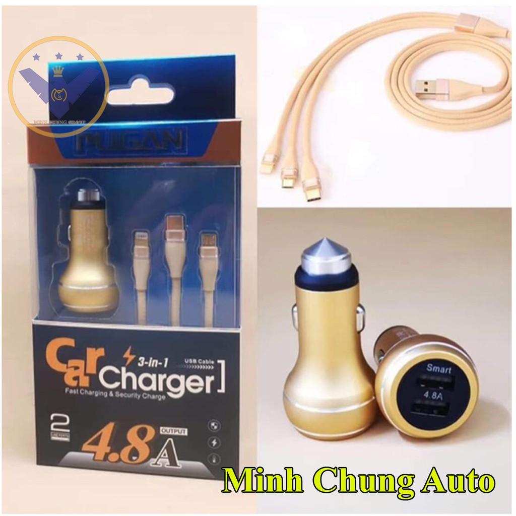 Tẩu sạc ô tô 'Pugan chính hãng 3 in 1