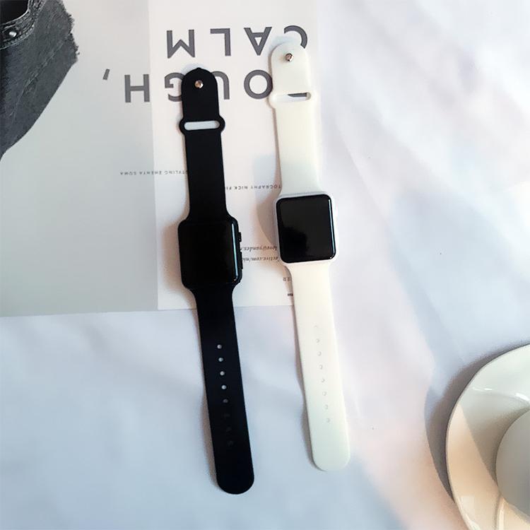 Đồng hồ thời trang Unisex hiển thị giờ Led AP118 dây cao su bền bỉ kiểu mặt vuông hottrend