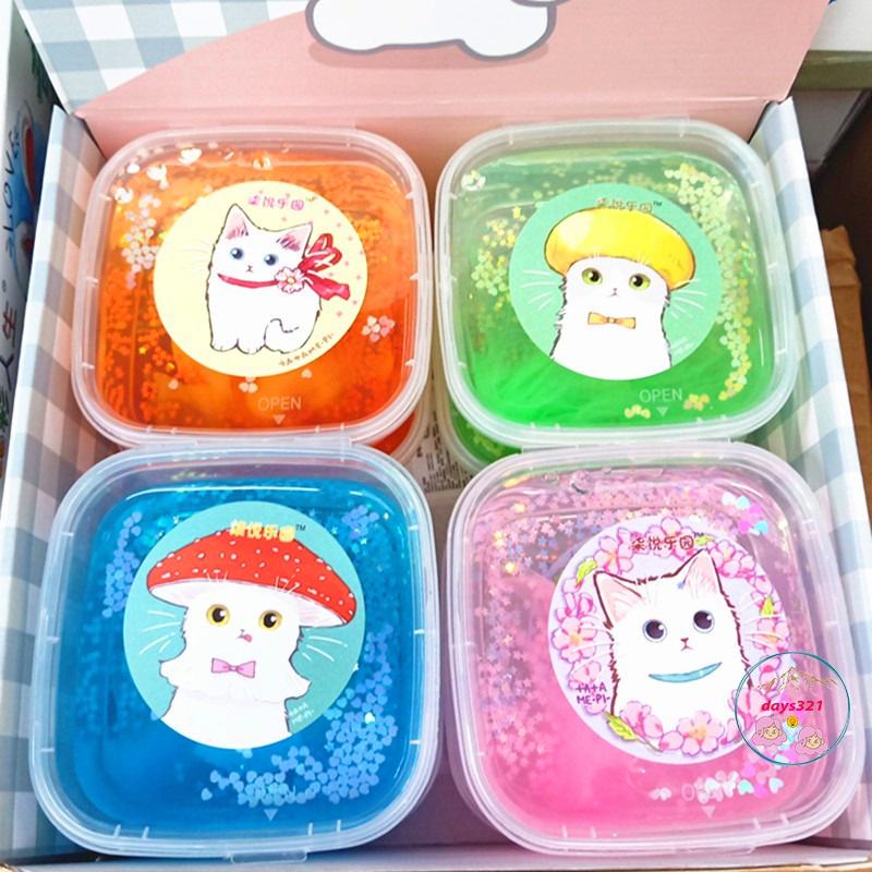 Slime mèo hoa tuyết 9 màu cực đẹp Đồ chơi hũ slam chất nhờn ma quái squishy 280ML