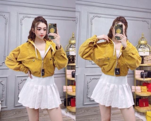 Áo khoác tay dơi form lửng kaki nhung, hình thật 100%, 