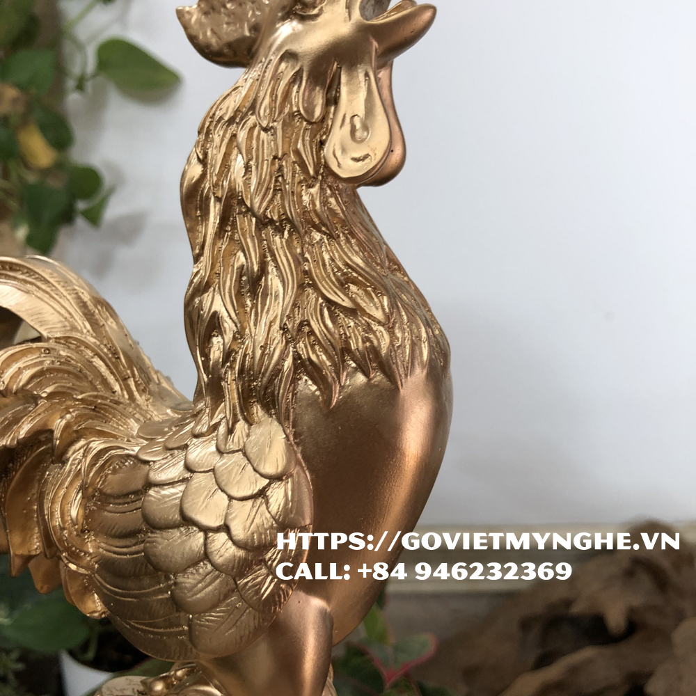 [Gà phong thủy- Cao 22cm] Tượng đá con gà trang trí phong thủy bàn làm việc gà trang trí phong thủy nhà cửa - Nhũ đồng