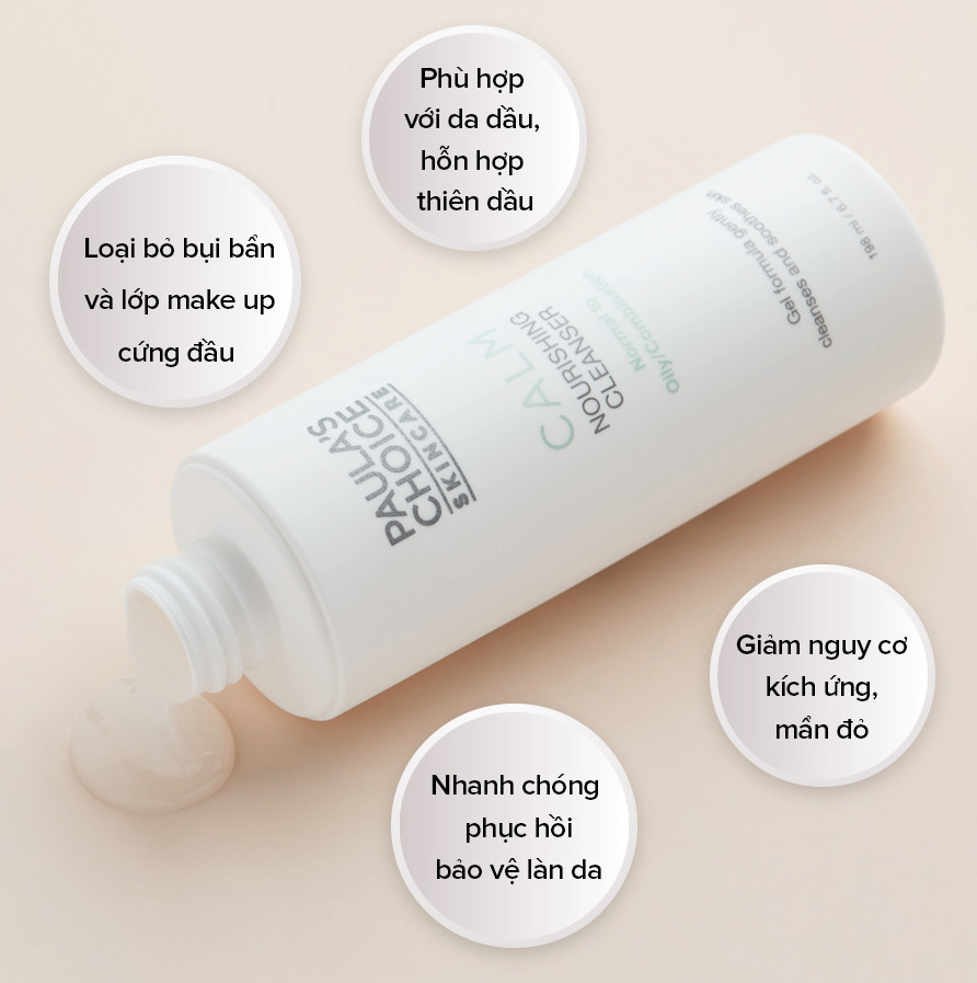 Sữa rửa mặt phục hồi cho da thường tới da dầu Paula's Choice Calm Nourishing Cleanser Normal to Oily/Combination 198ml (Nhập khẩu)