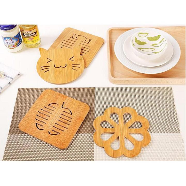 Combo 5 đế lót nồi bằng gỗ chịu nhiệt hình thú - DMA store