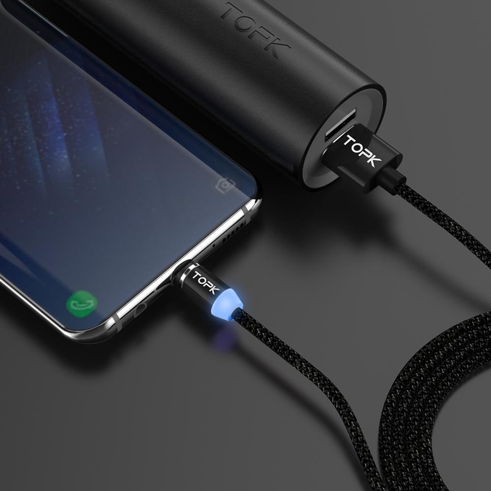Cáp sạc TOPK 8 chân có đèn LED cho điện thoại iphone 6 7 8 X