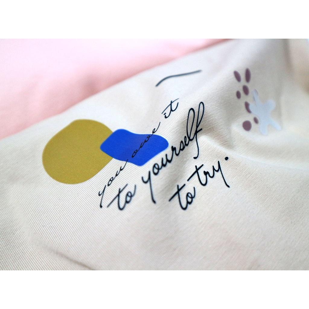 Áo Thun Form Rộng 100% Cotton Họa Tiết Đơn Giản - You Owe It