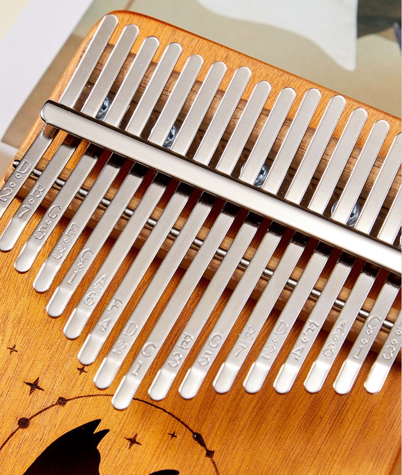 Trọn bộ 6 phụ kiện- Đàn kalimba gỗ hộp cộng hưởng Tonic 17 phím cao cấp loại 1 hình mèo cute MB17K- Hàng chính hãng