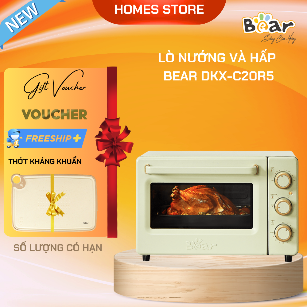 Lò Nướng Điện Kiêm Hấp Đa Năng BEAR DKX-C20R5 Dung Tích 18 Lít Công Suất 1200 W - Hàng Chính Hãng