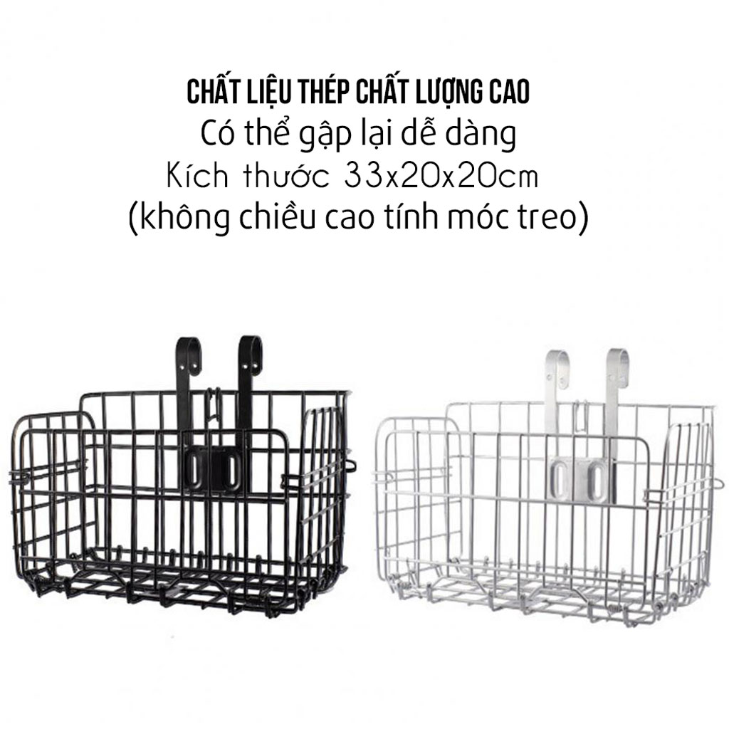 Giỏ Xe Đạp Gắn Trước Có Thể Gập Gọn Chất Liệu Kim Loại Kích Thước 33x20x20cm Mai Lee