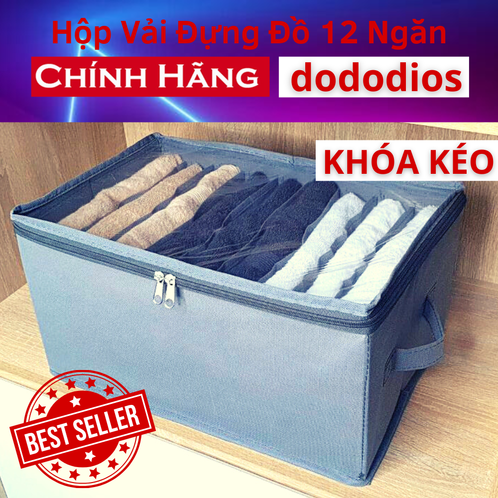 Hộp vải đựng quần áo chia 11 ngăn - - Hộp vải đựng quần áo chia 12 ngăn túi để quần áo, khăn tắm, túi đựng quần áo chia ngăn, hộp vải chia 9 ngăn có nắp - Chính hãng dododios