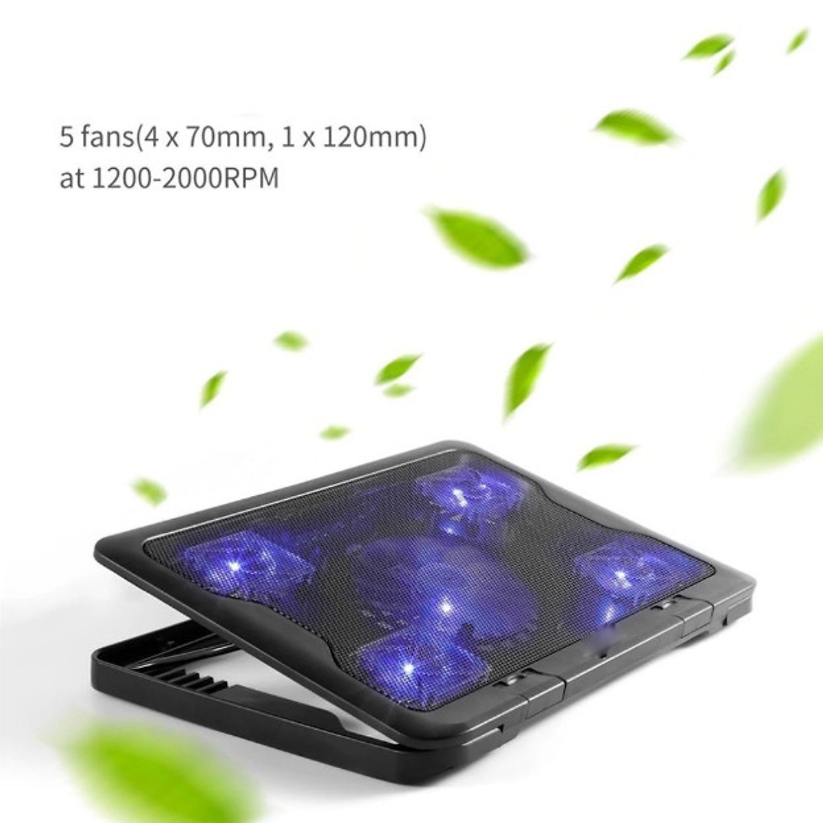 Combo Đế Tản Nhiệt Laptop 5 Quạt Tốc Độ Lớn C5 + Tặng Tai Nghe Chụp Tai Chuyên Game Cao Cấp