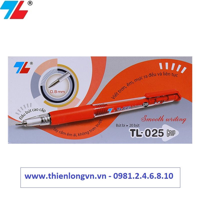 Hộp 20 cây bút bi Thiên Long - TL025 màu đỏ