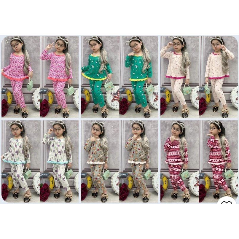Bộ dài dáng xoè thun borip xuất xịn cho bé gái 8-22ký