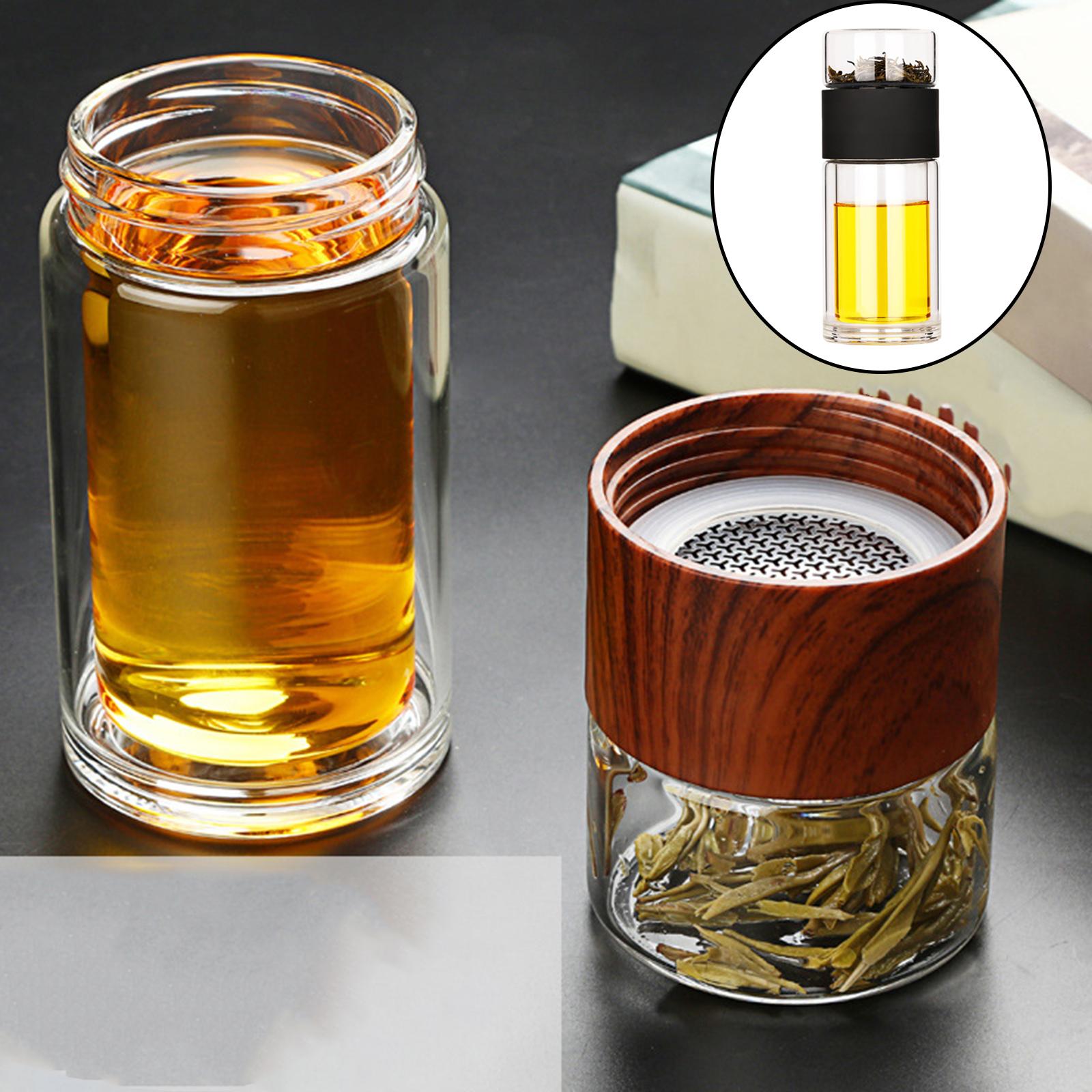 Portable Double Glass Tea Infuser Travel Tumbler Water Bottle with Filter