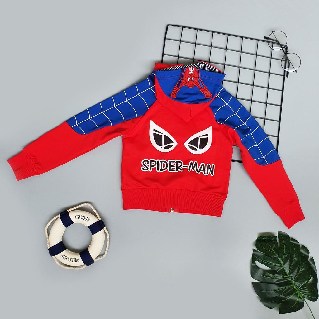 Áo khoác spiderman đại cồ chất cotton thoáng mát hình spiderman siêu ngầu size 20-24