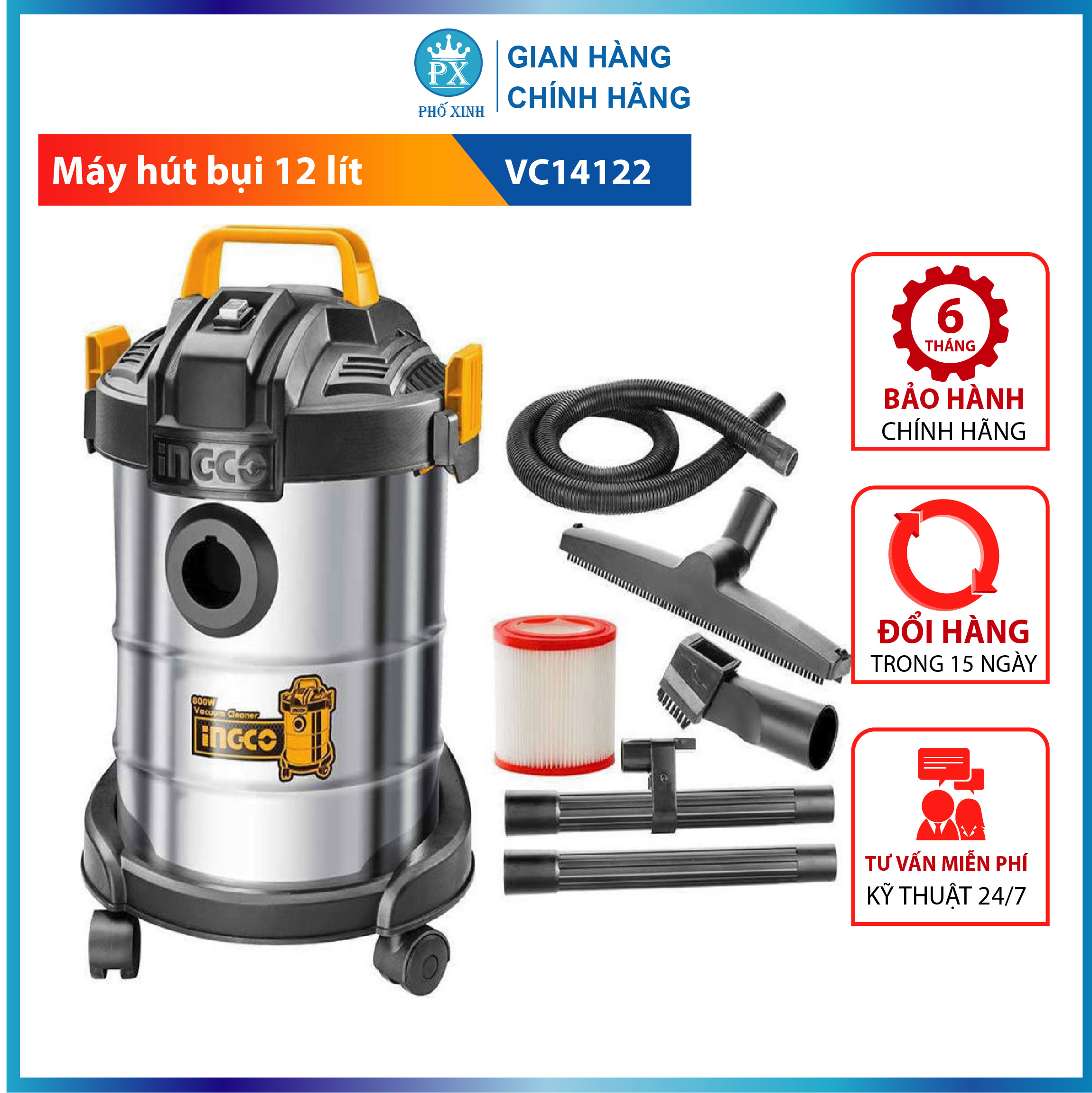 Máy hút bụi INGCO VC14122 HÀNG CHÍNH HÃNG