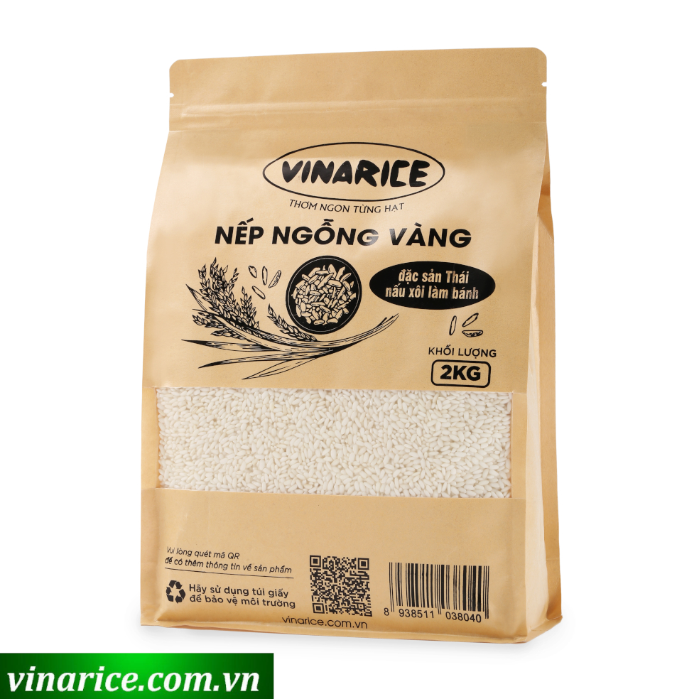 Đặc sản An Giang - Nếp Đặc Sản Ngỗng Vàng - túi ép chân ko 2kg - thơm ngon phù hợp những khẩu vị khó tính - OCOP 4 Sao