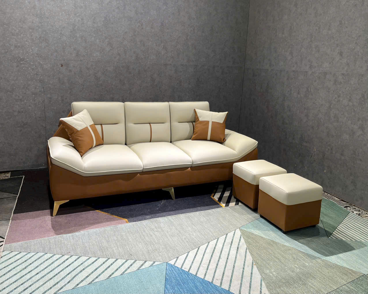 Sofa phòng khách Juno sofa icon NK2025 KT 1m8 kèm 2 đôn