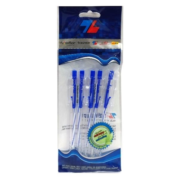 Hình ảnh Vỉ 5 Bút Bi 0.5 mm Thiên Long TL-027 - Mực Xanh