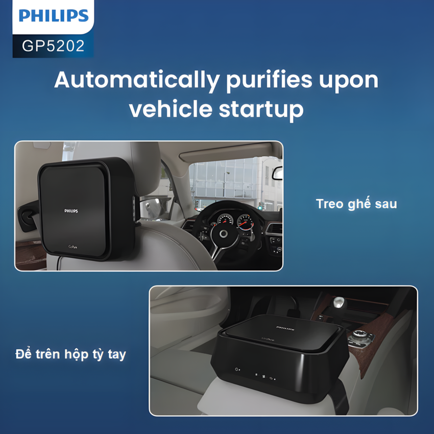 Máy khử mùi, lọc không khí ô tô thương hiệu Hà Lan cao cấp Philips GP5202 - Hàng nhập khẩu