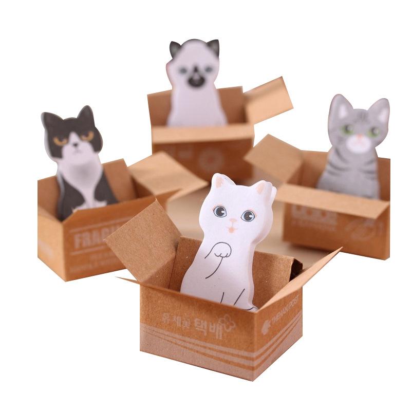 Giấy ghi chú hình con mèo đáng yêu ngồi trong thùng carton phiên bản hàn quốc PK1196