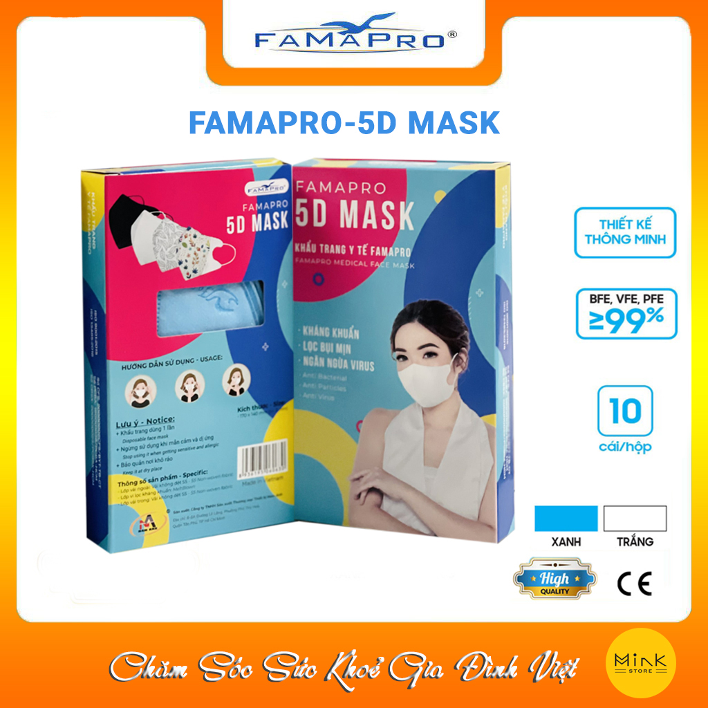 Hình ảnh  Khẩu Trang Y Tế Famapro 5D Mask - Người Lớn - Chính hãng hộp 10 cái