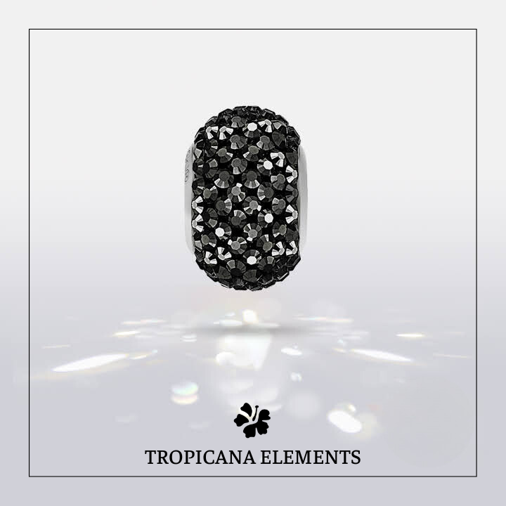 Lắc Tay Tropicana Phối Charm Swarovski Qủa Cầu Pave Đen