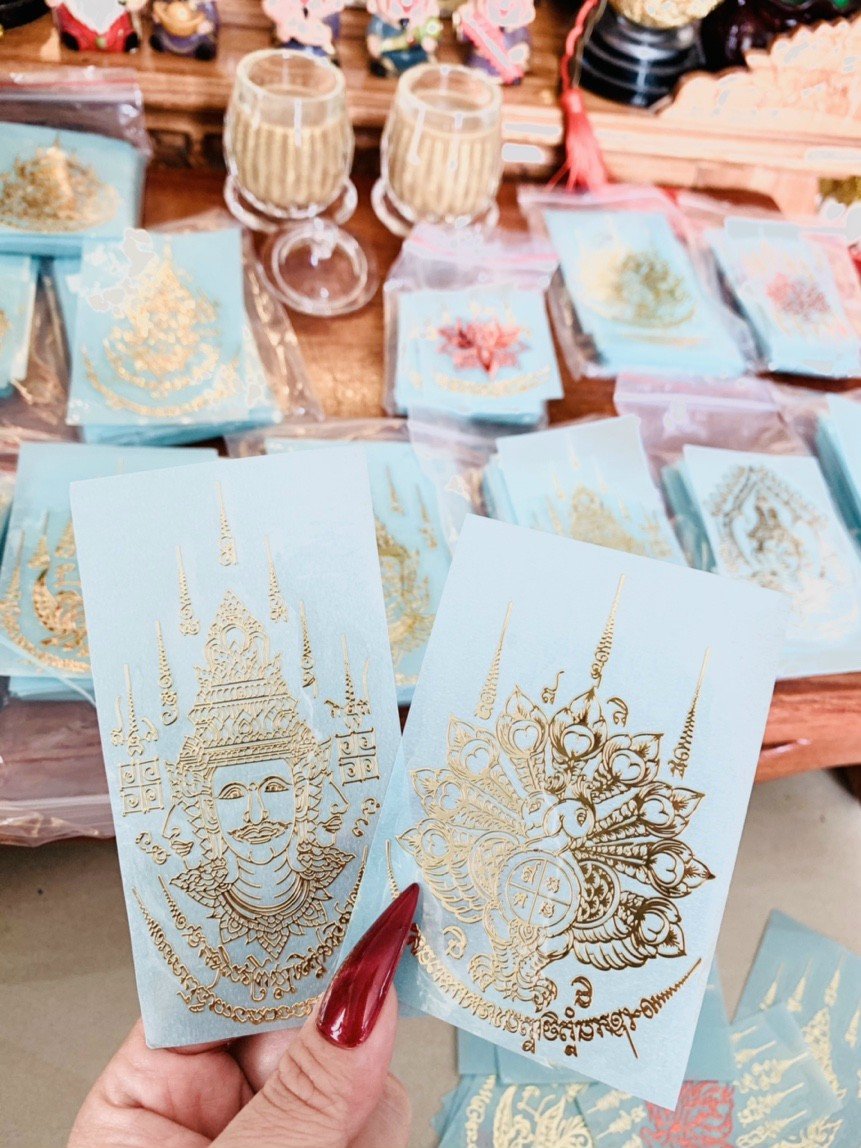 Miếng dán Thái Lan Chim Công Vàng giàu có , để dán điện thoại, để nơi làm việc -SP005573
