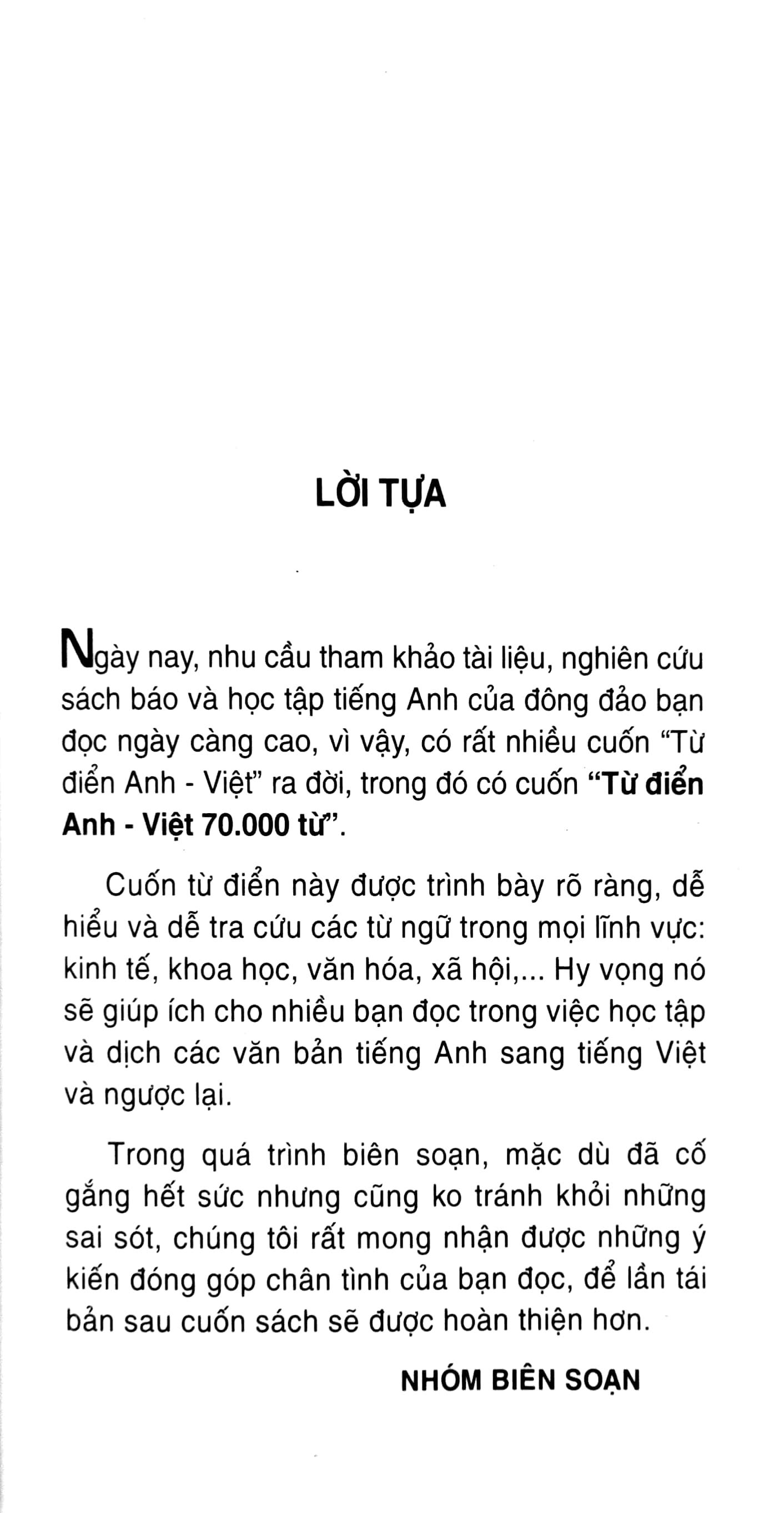Từ Điển Anh - Việt (Khoảng 70.000 Mục Từ)