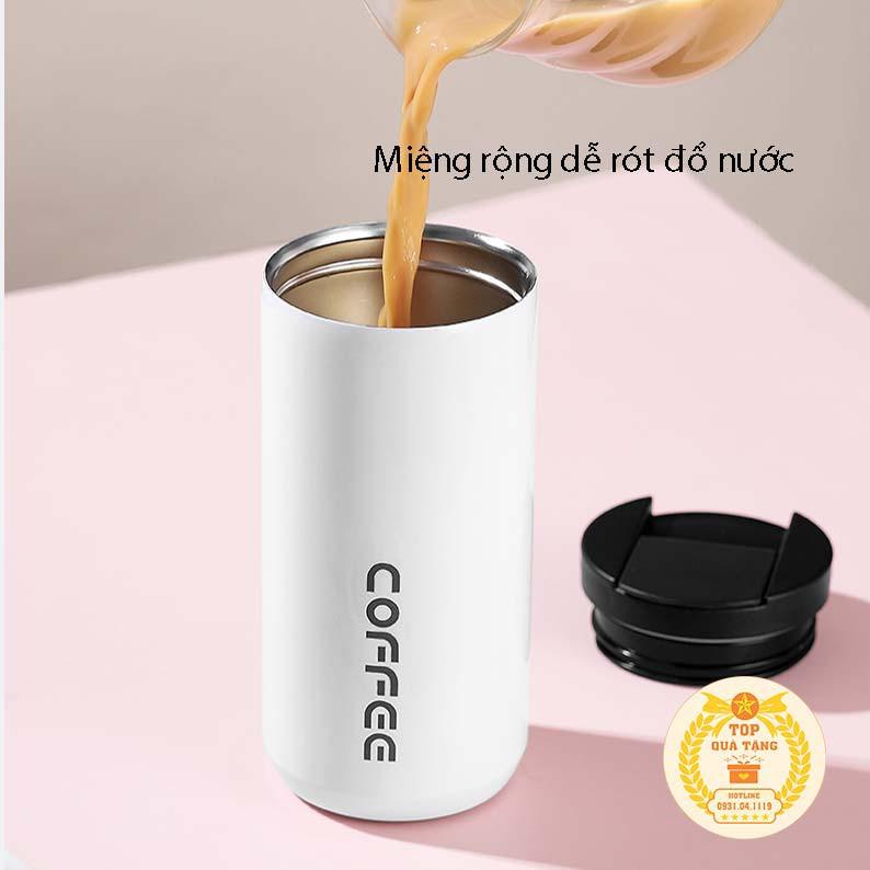Cốc giữ nhiệt Coffee FREE KHẮC TÊN | Ly cafe giữ nhiệt 400ml 3 lớp inox 304 làm Quà tặng sinh nhật cho bạn gái bạn trai