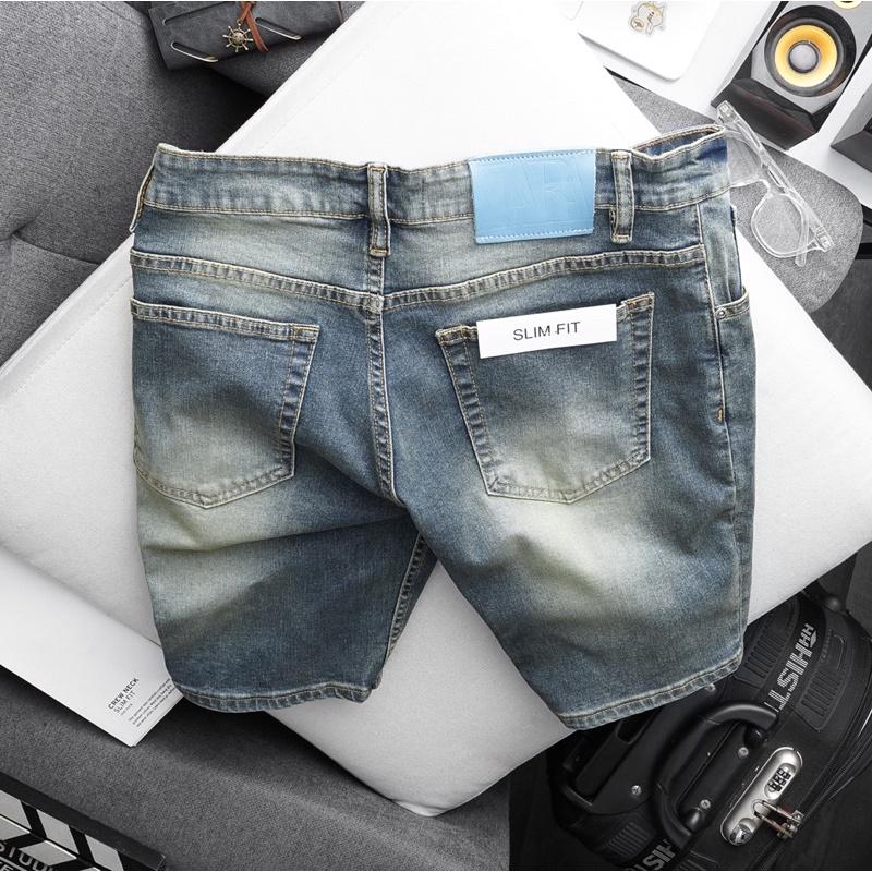 Quần short jean nam VNXK cao cấp jean co giãn ôm dáng